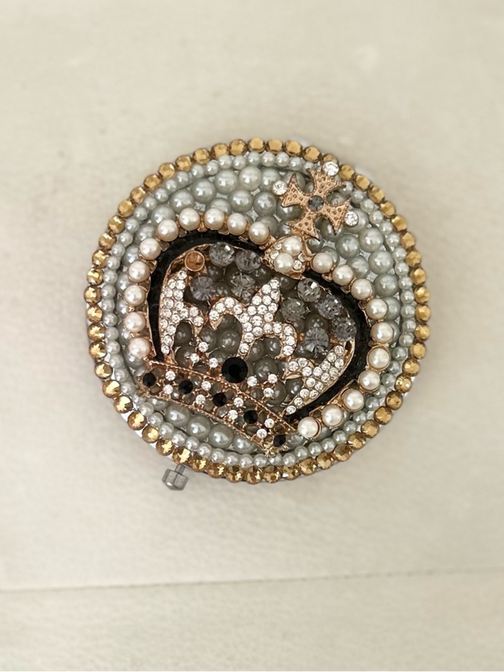 Neiman Marcus Vintage Jeweled Crown Design Handbag Purse Mirror